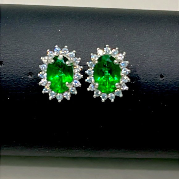 Jewelry - 1.5 Ct Topaz 14K White Gold Plated Earrings